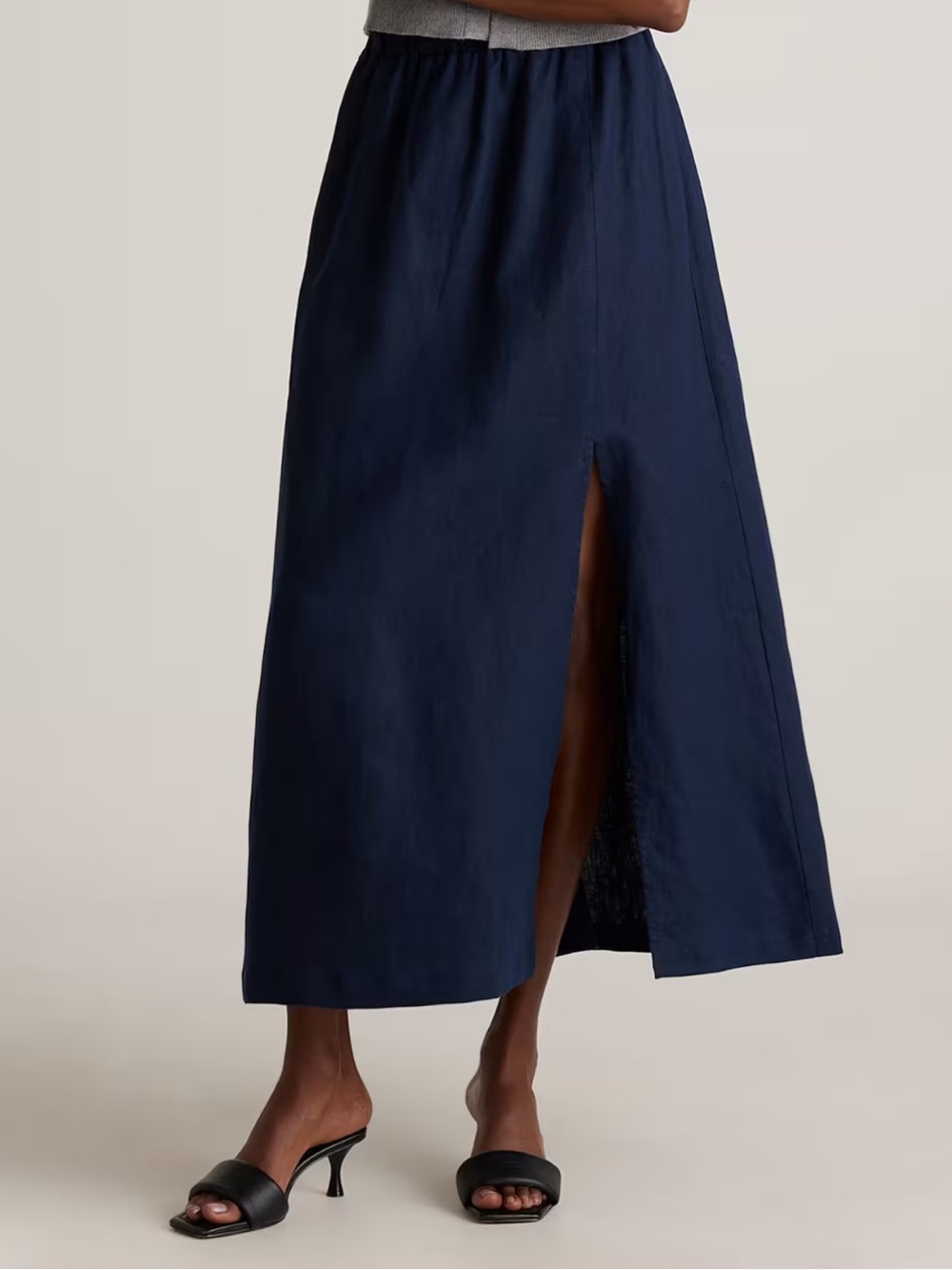 Quince 100% European Linen Maxi Skirt Large Deep Navy